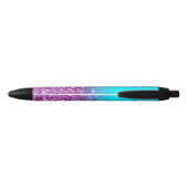 Luxury Aqua en Royal Paars Glitter Ombre Zwarte Inkt Pen (Achterkant)