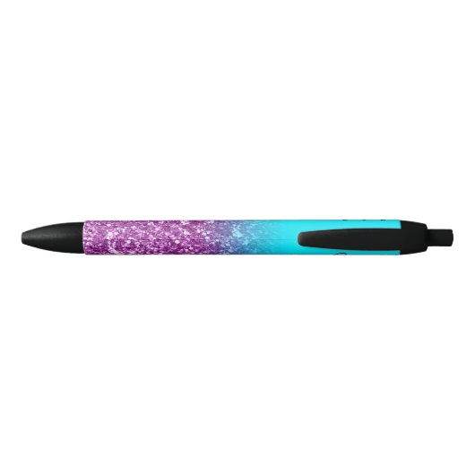 Luxury Aqua en Royal Paars Glitter Ombre Zwarte Inkt Pen (Achterkant)