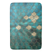 Luxury Aqua Green Mermaid Scales met Gold Glitter Badmat (Voorkant Verticaal)