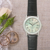 Luxury Aqua Marbled Men's Black Leather Strap Horloge