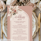Luxury Arch Pastel Pink Pampas Floral Wedding Menu