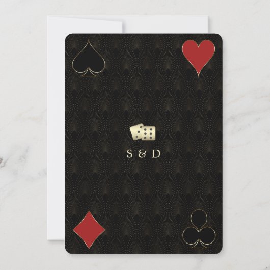 Luxury Art Deco Gatsby Casino Vegas Poker Wedding Kaart (Achterkant)