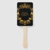 Luxury Art Nouveau Black en Gold Royal Wedding Handwaaier (Achterkant)