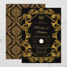 Luxury Art Nouveau Black Gold Royal Wedding