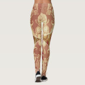 Luxury Athleisure: Golden Red Ornate Full-Length L Leggings (Achterkant)