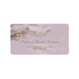 Luxury Aurum Paarse marmer Wedding Etiket