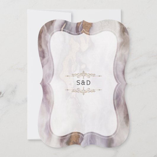 Luxury Aurum Paarse marmer Wedding Kaart (Achterkant)