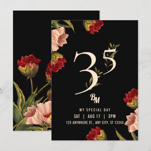 Luxury Avant Garde Baroque BM 35th Birthday Kaart (Voorkant / Achterkant)