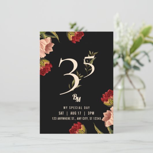 Luxury Avant Garde Baroque BM 35th Birthday Kaart (Staand voorkant)