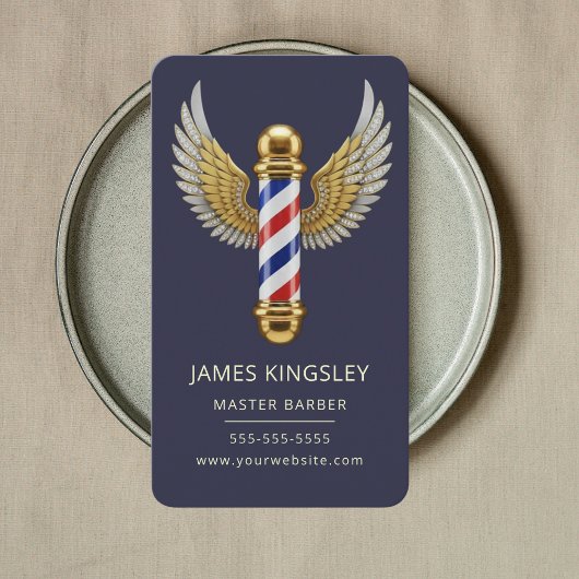 Luxury Barber Pole Haircut Professional Barbershop Visitekaartje