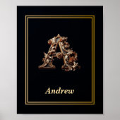 Luxury Baroque Letter A Monogram Poster  (Voorkant)