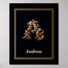 Luxury Baroque Letter A Monogram Poster 