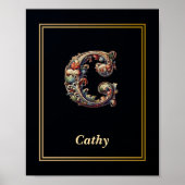 Luxury Baroque Letter C Monogram Poster (Voorkant)