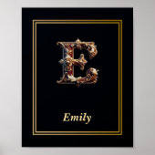 Luxury Baroque Letter E Monogram Poster (Voorkant)