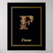 Luxury Baroque Letter F Monogram Poster (Voorkant)