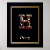 Luxury Baroque Letter H Monogram Poster  (Voorkant)