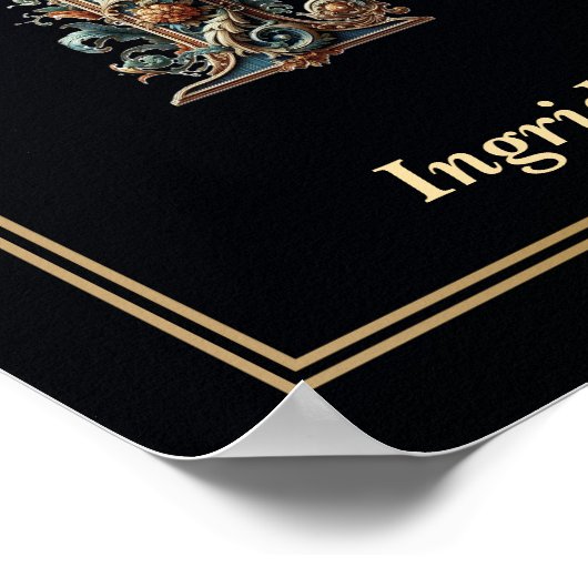 Luxury Baroque Letter I Monogram Poster (Hoek)