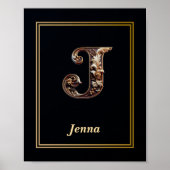 Luxury Baroque Letter J Monogram Poster  (Voorkant)