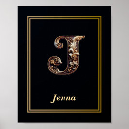 Luxury Baroque Letter J Monogram Poster 