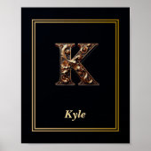 Luxury Baroque Letter K Monogram Poster  (Voorkant)