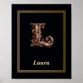 Luxury Baroque Letter L Monogram Poster  (Voorkant)