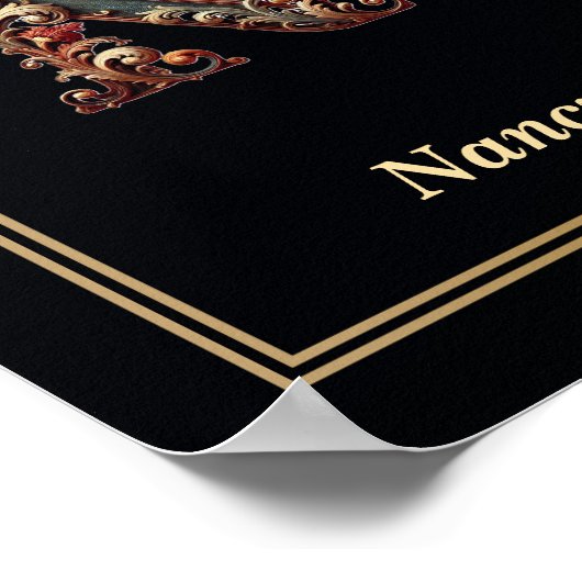 Luxury Baroque Letter N Monogram Poster (Hoek)
