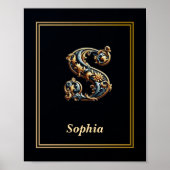 Luxury Baroque Letter S Monogram Poster  (Voorkant)
