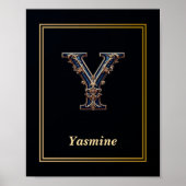 Luxury Baroque Letter Y Monogram Poster  (Voorkant)