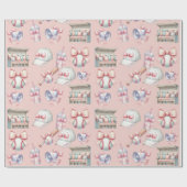 Luxury Baseball Girl Birthday Light Pink  Cadeaupapier (Vlak)