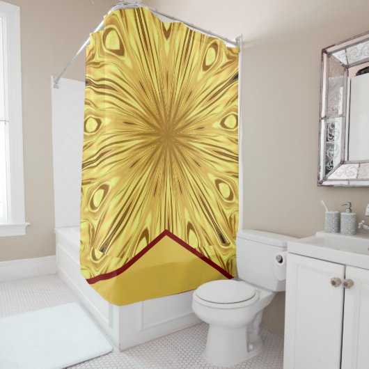 Luxury Bath Sanctuary: Gilded Zenith Opulent Swirl Douchegordijn (In situ)