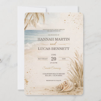 Luxury Beach Wedding Invitation Template Kaart