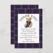 Luxury Bear Bow Bow Baby Shower  Bedankkaart (Voorkant / Achterkant)
