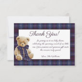Luxury Bear Plaid Bow Baby Shower  Bedankkaart (Voorkant)