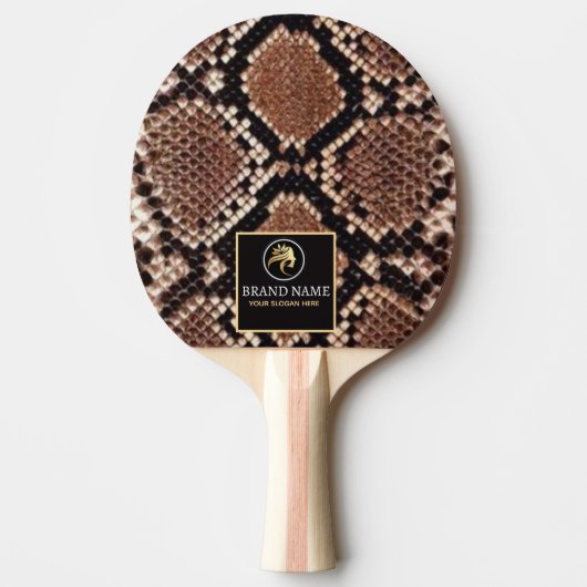 Luxury Beauty Branding Brown Python Snake Skin Tafeltennisbatje (Voorkant)