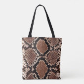 Luxury Beauty Branding Brown Python Snake Skin Tote Bag (Achterkant)