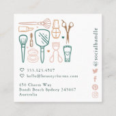 Luxury Beauty Charms Makeup Tools Emerald Green Vierkante Visitekaartje (Achterkant)