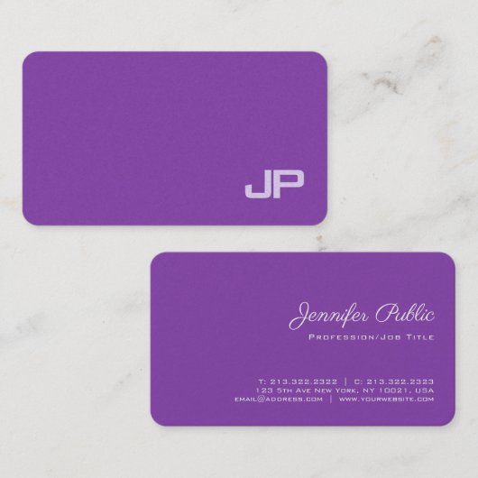 Luxury Beauty Salon Director Classy Monogram Plain Visitekaartje (Voorkant / Achterkant)