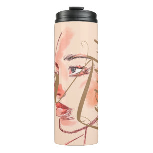 Luxury Beauty Soul Waterverf Script Monogramed Thermosbeker