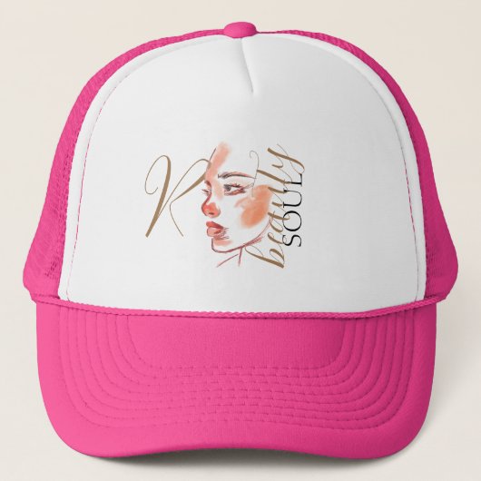 Luxury Beauty Soul Waterverf Script Monogramed Trucker Pet (Voorkant)