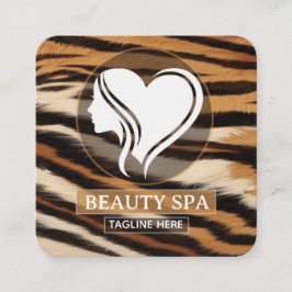 Luxury Beauty Spa Logo Elegant Tiger Print Salon  Afsprakenkaartje