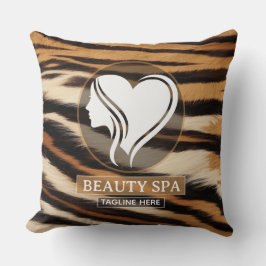 Luxury Beauty Spa Logo Elegant Tiger Print Salon  Kussen