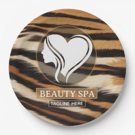 Luxury Beauty Spa Logo Elegant Tiger Print Salon  Papieren Bordje