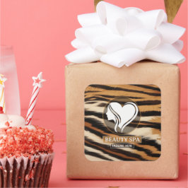 Luxury Beauty Spa Logo Elegant Tiger Print Salon  Vierkante Sticker