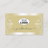 Luxury Beige Cream Sparkle Jewels met  Logo Visitekaartje (Voorkant)