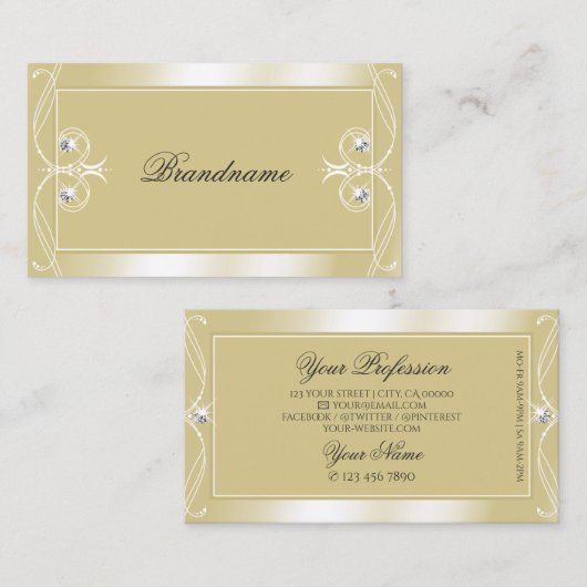 Luxury Beige Cream Sparkle Jewels  Ornamenten Visitekaartje (Voorkant / Achterkant)