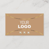 Luxury Beige Gold Decor Sparkle Diamonds en Logo Visitekaartje (Voorkant)