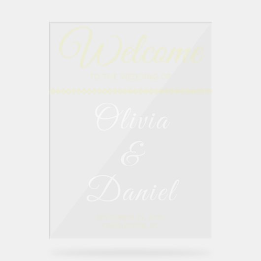 Luxury Beige Script Name Welcome Acryl Bord (Voorkant)