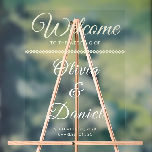 Luxury Beige Script Name Welcome Acryl Bord (Neutraal)