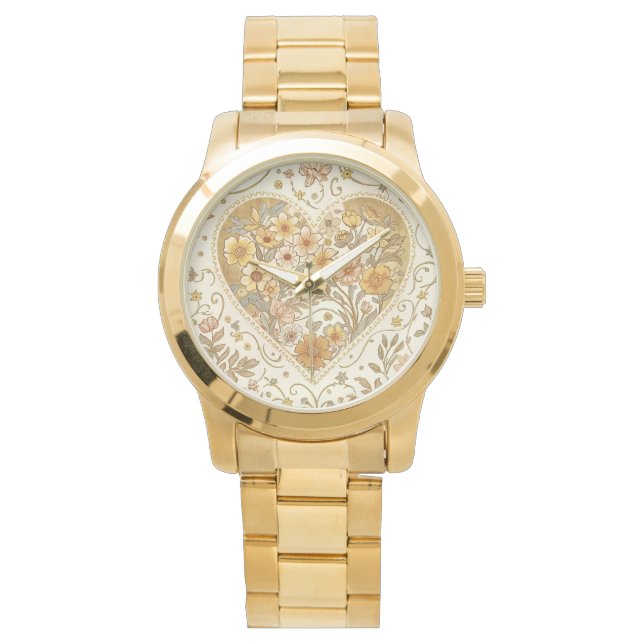 Luxury, , Beigi Gold ,Love Heart , Valentine's Day Horloge (Voorkant)