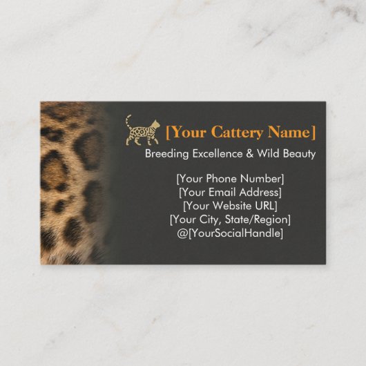 Luxury Bengal Cat Cattery Customizable Visitekaartje (Voorkant)